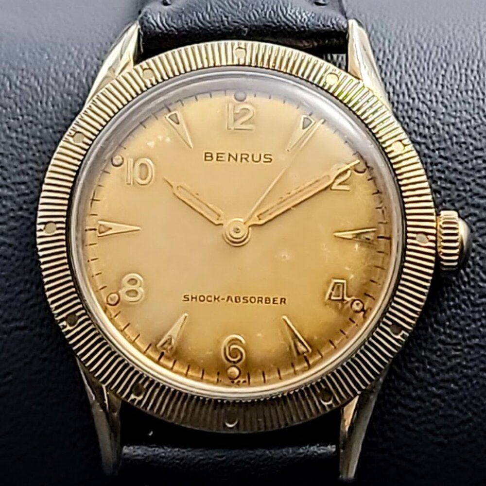 Vintage Benrus Shock Absorber Men’s 10k Gold-Tone Mechanical Watch